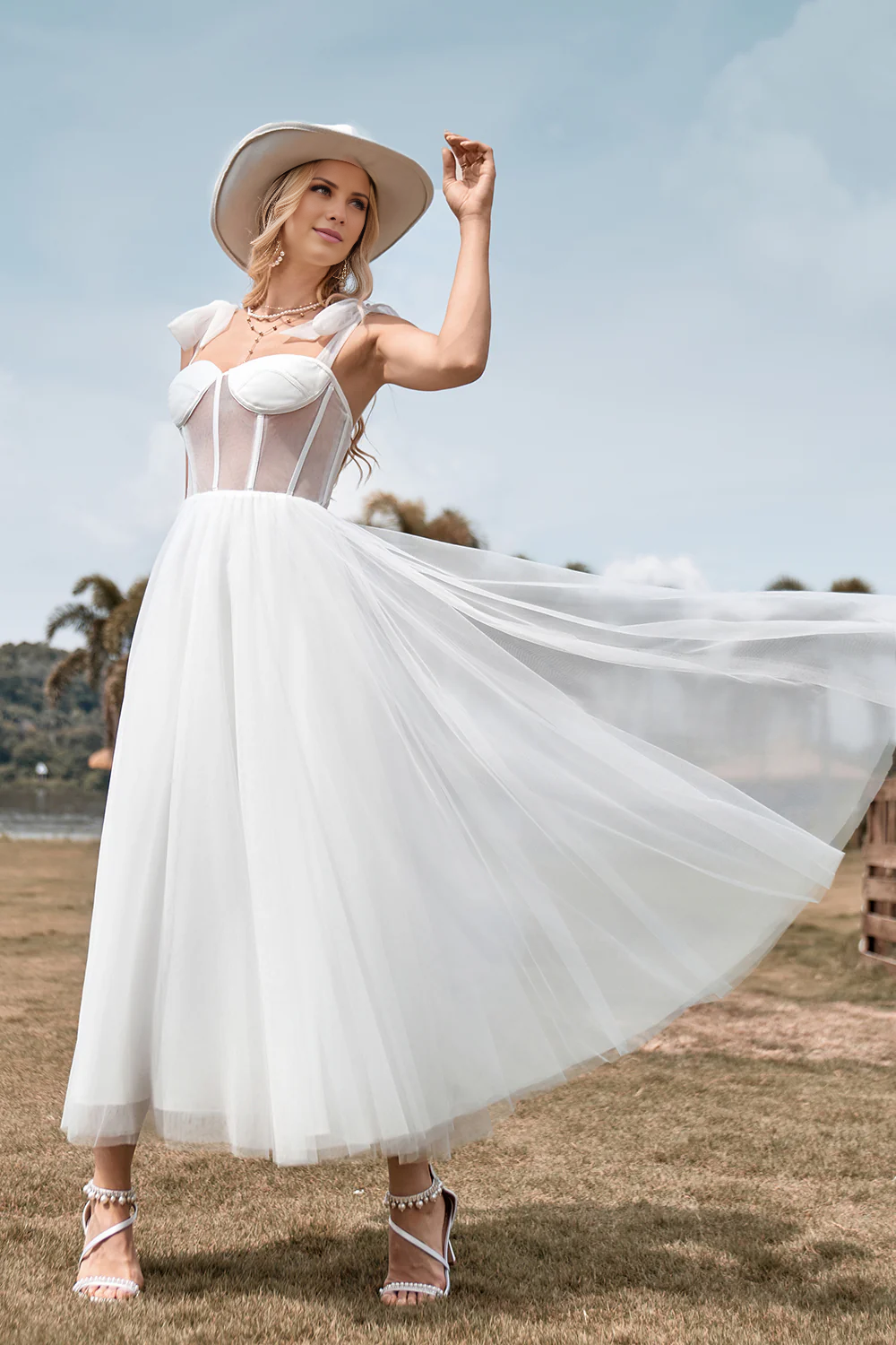 A-shaped sweetheart tight corset tea long wedding dress wedding dress