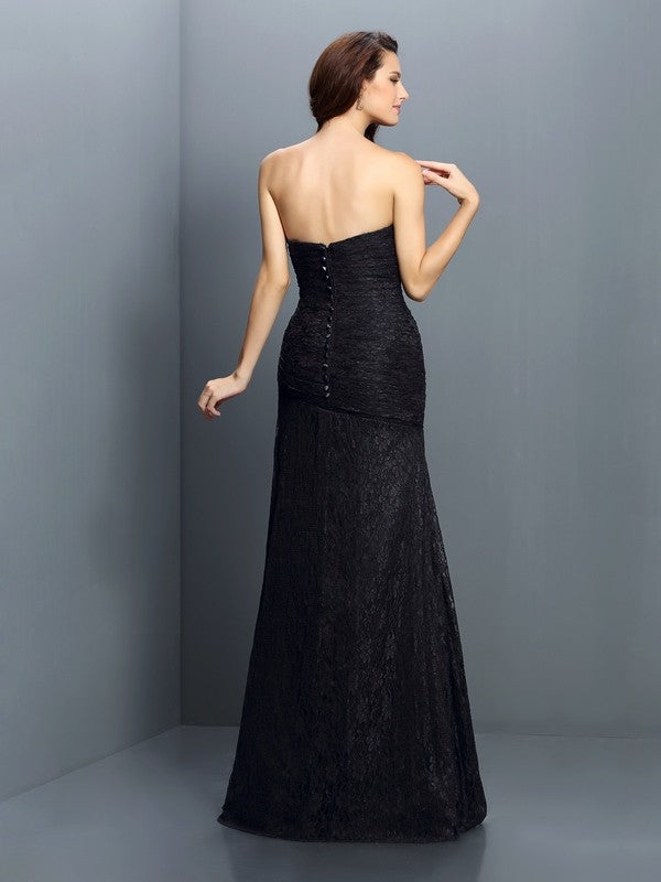 A-Linie/Princess-Linie Herzausschnitt Spitze Ärmellos Lange Spitze Brautjungfernkleider