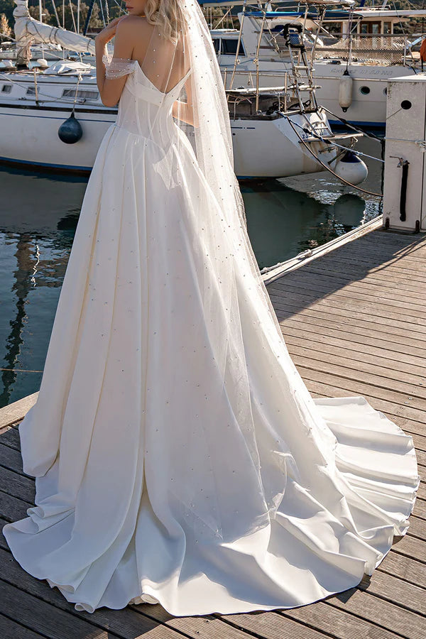 A Line Sweetheart Pearl Country Style Wedding Dress
