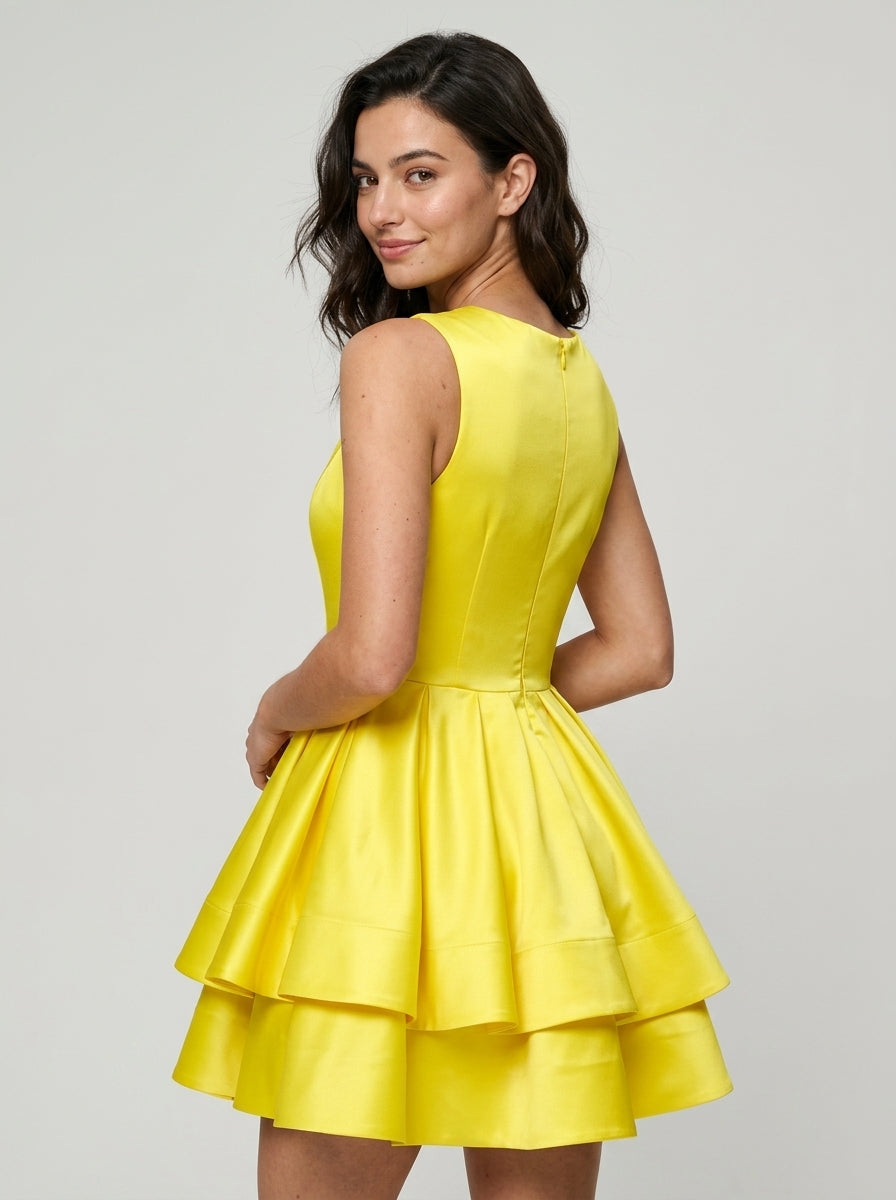 yellow mini homecoming dress Bright peach prom dresses Featuring a structured strapless Material:White Oak (unfinished) Berry Purple Multi Floral