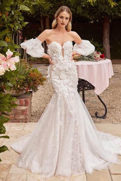 Robe de mariée sirène en dentelle sans bretelles à col en V