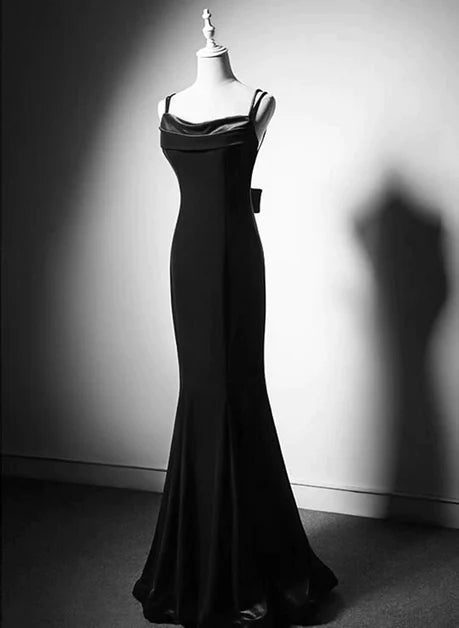 Robe de bal longue en velours avec bretelles et dos nu, robe de bal de mariage en velours