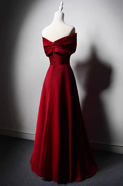 Rotes langes Ballkleid ohne Schultern, rotes langes Ballkleid ohne Schultern, rotes Satin-Ballkleid, rotes Abendkleid, rotes Ballkleid langes Kleid