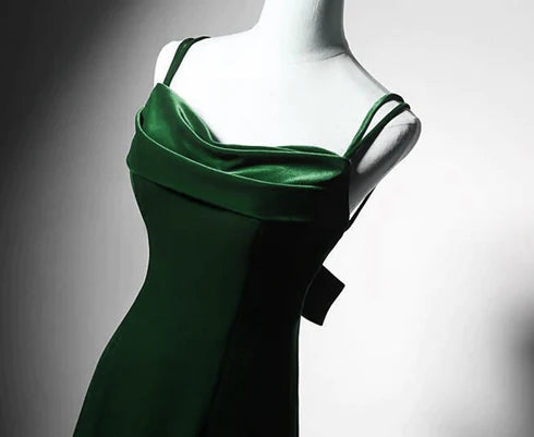 Robe de bal longue en velours avec bretelles et dos nu, robe de bal de mariage en velours