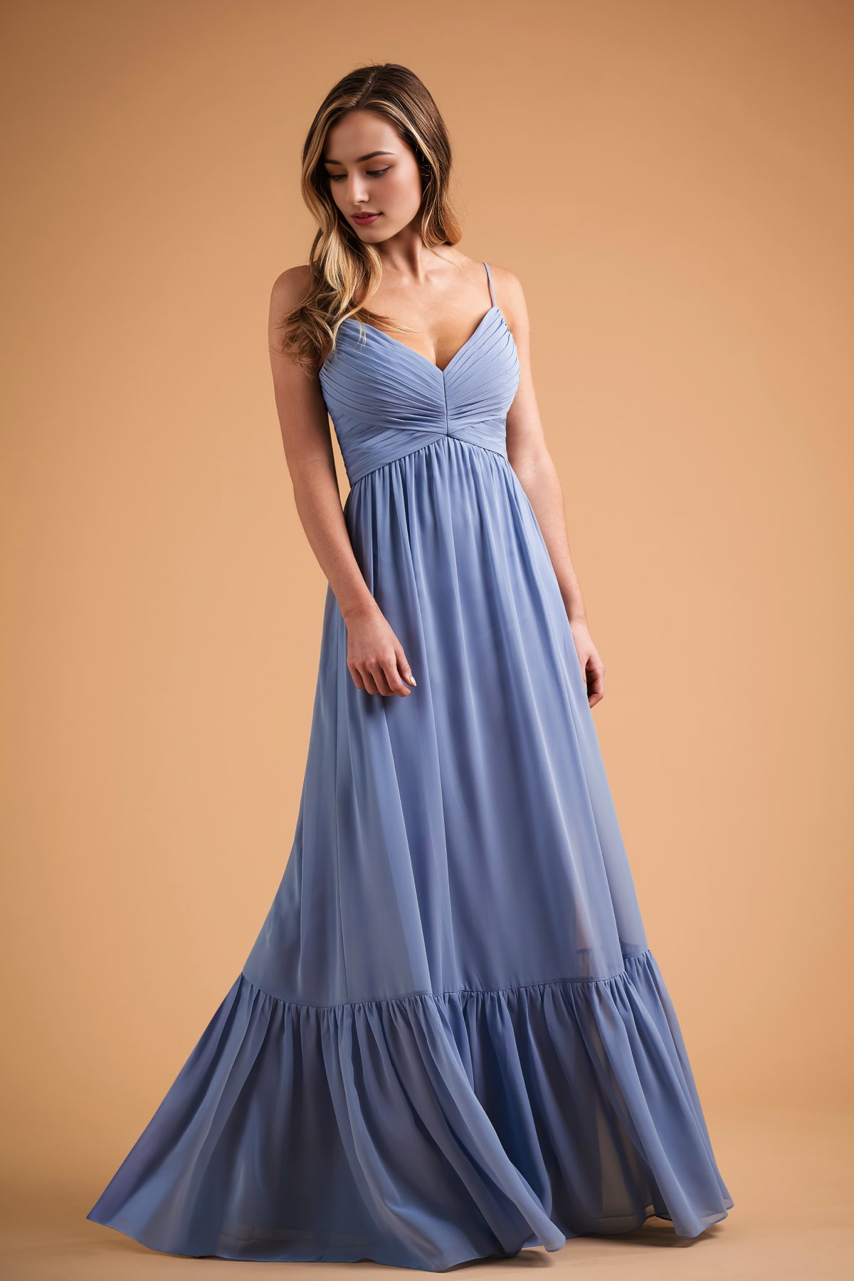 Robe de bal Yidibang à col en V, sans manches, fines bretelles, dos nu et longueur au sol