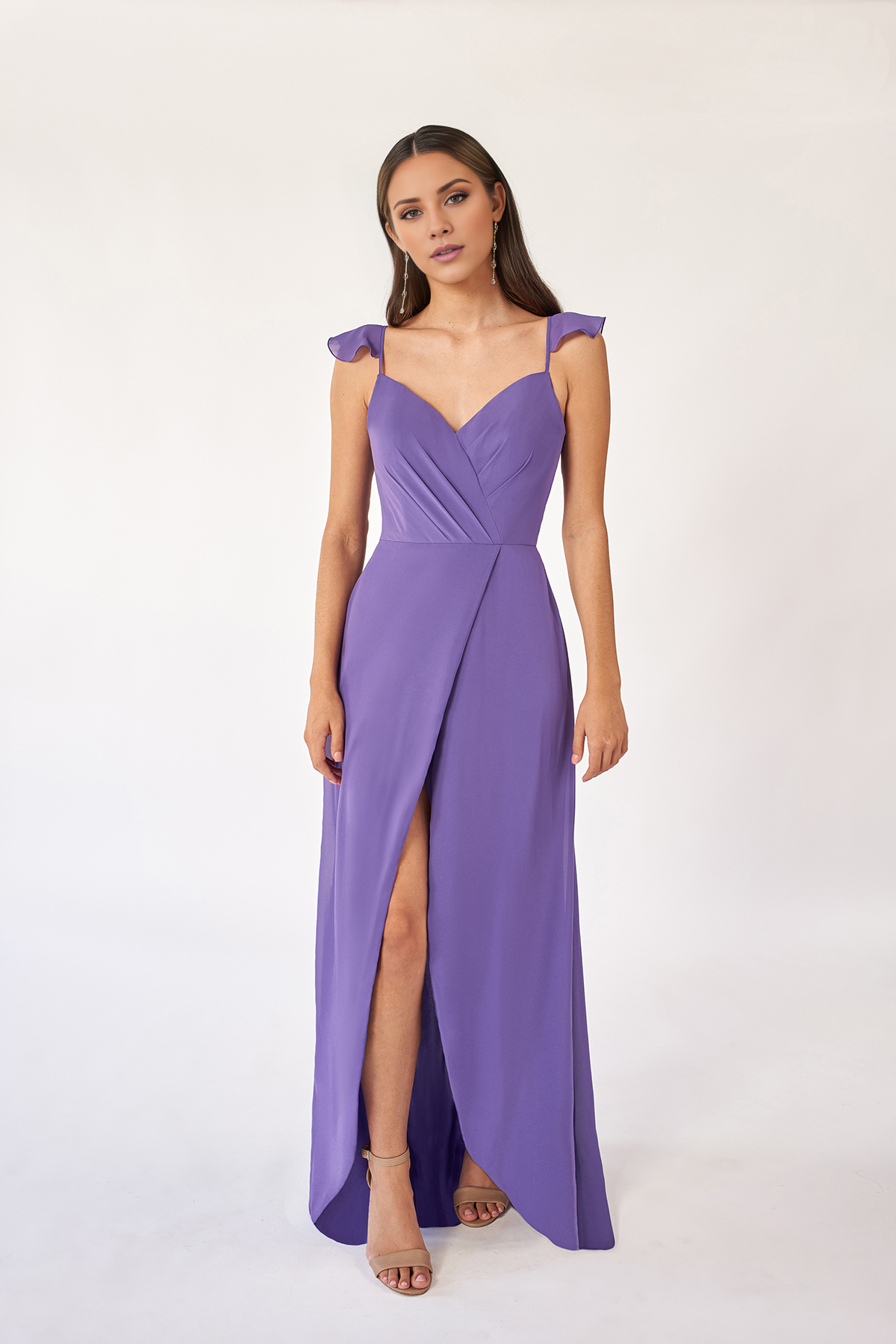 Robe de soirée Yidibang à col en V, épaules dénudées, sans manches, dos nu, fente latérale et longueur au sol