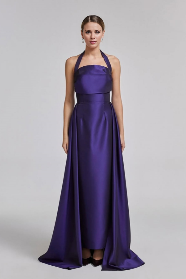 Robe de bal Yidibang à col suspendu, sans manches, sans bretelles, dos nu et longueur au sol