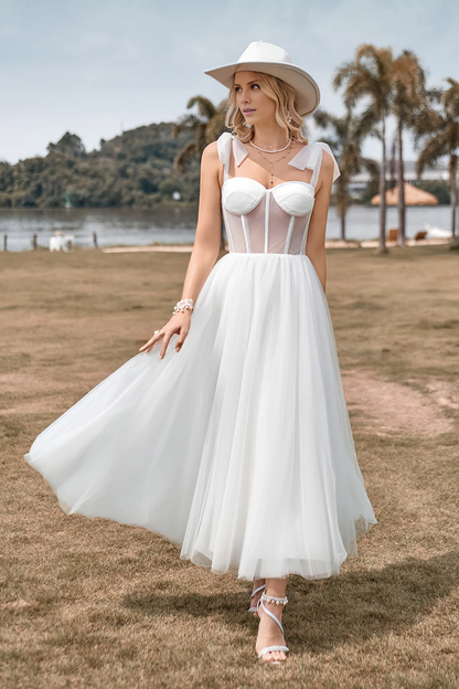 A-shaped sweetheart tight corset tea long wedding dress wedding dress