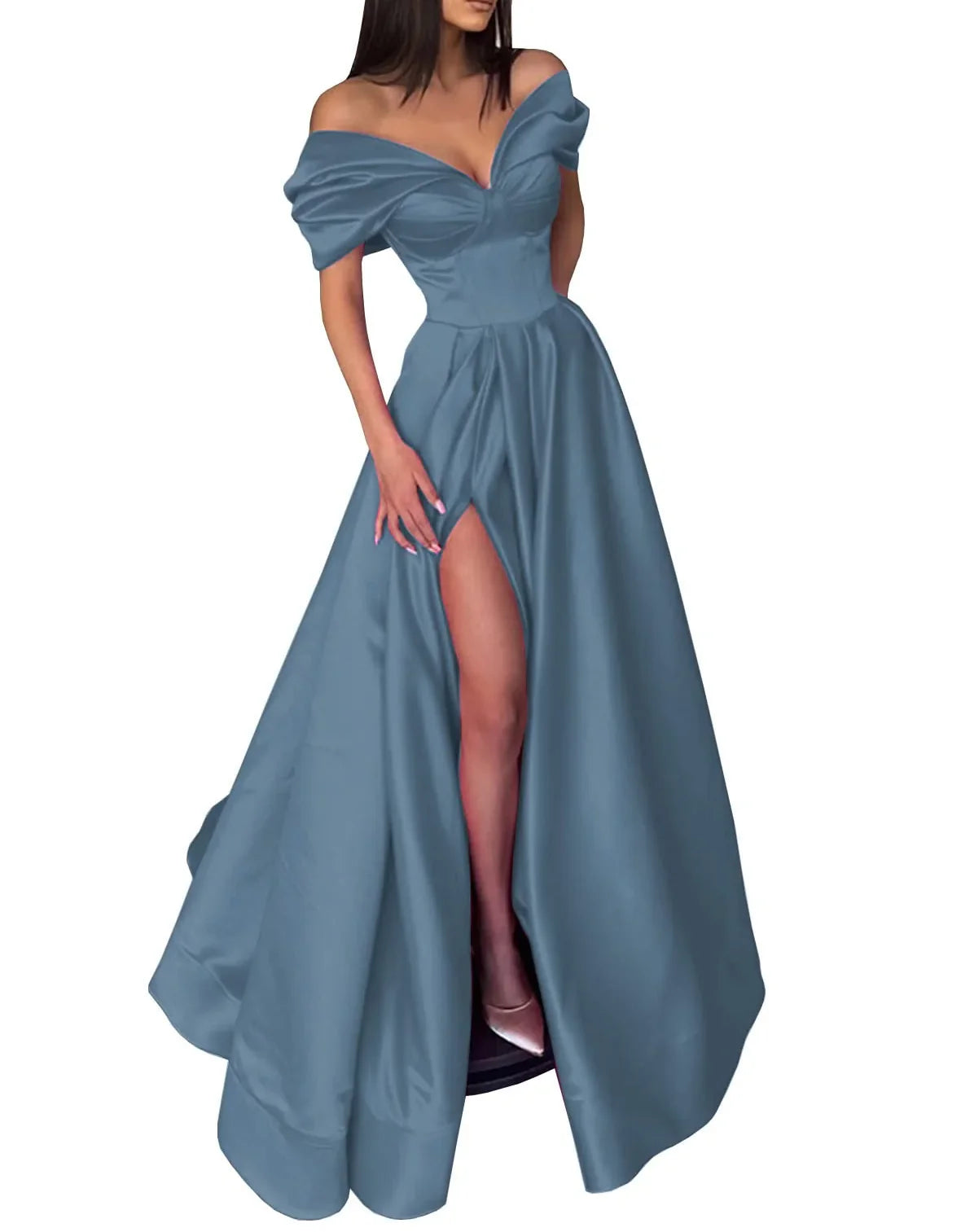 Schulterfreies Ballkleid in A-Linie/Prinzessin-Form mit Schlitz