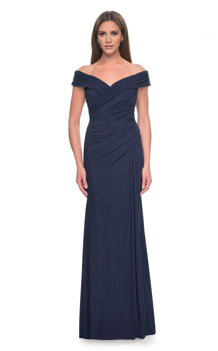 Off-Shoulder V-Ausschnitt ärmelloses bodenlanges Abendkleid