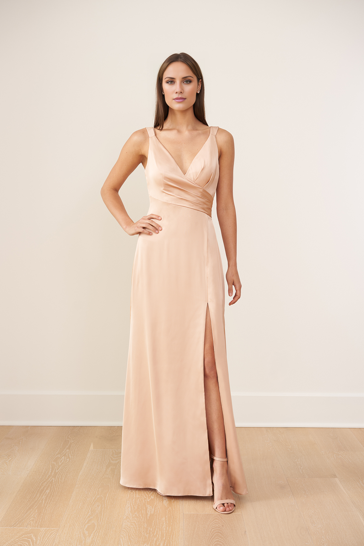 Robe de soirée Yidibang à col en V, épaules dénudées, sans manches, dos nu, fente latérale et longueur au sol