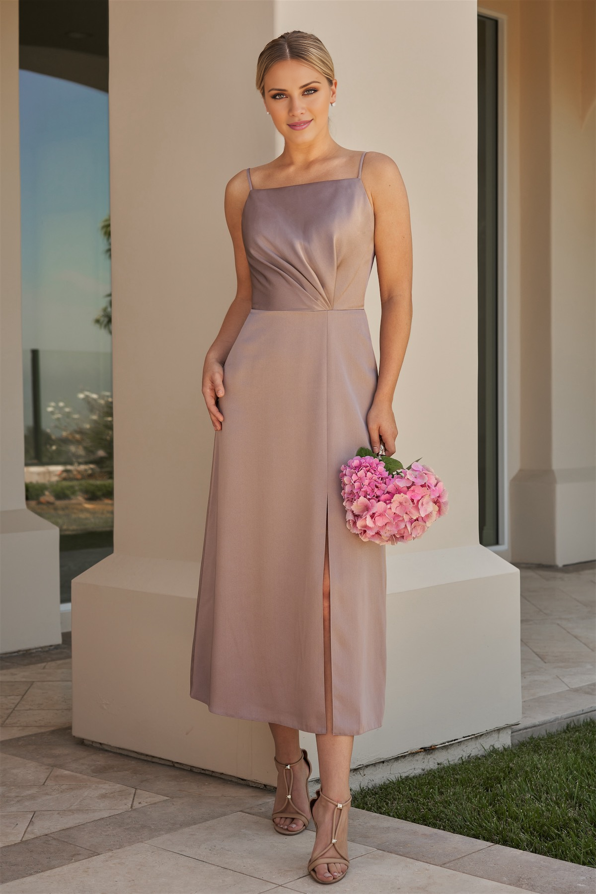 Robe de soirée longue à fines bretelles et décolleté carré Yidibang, sans manches, longueur au sol