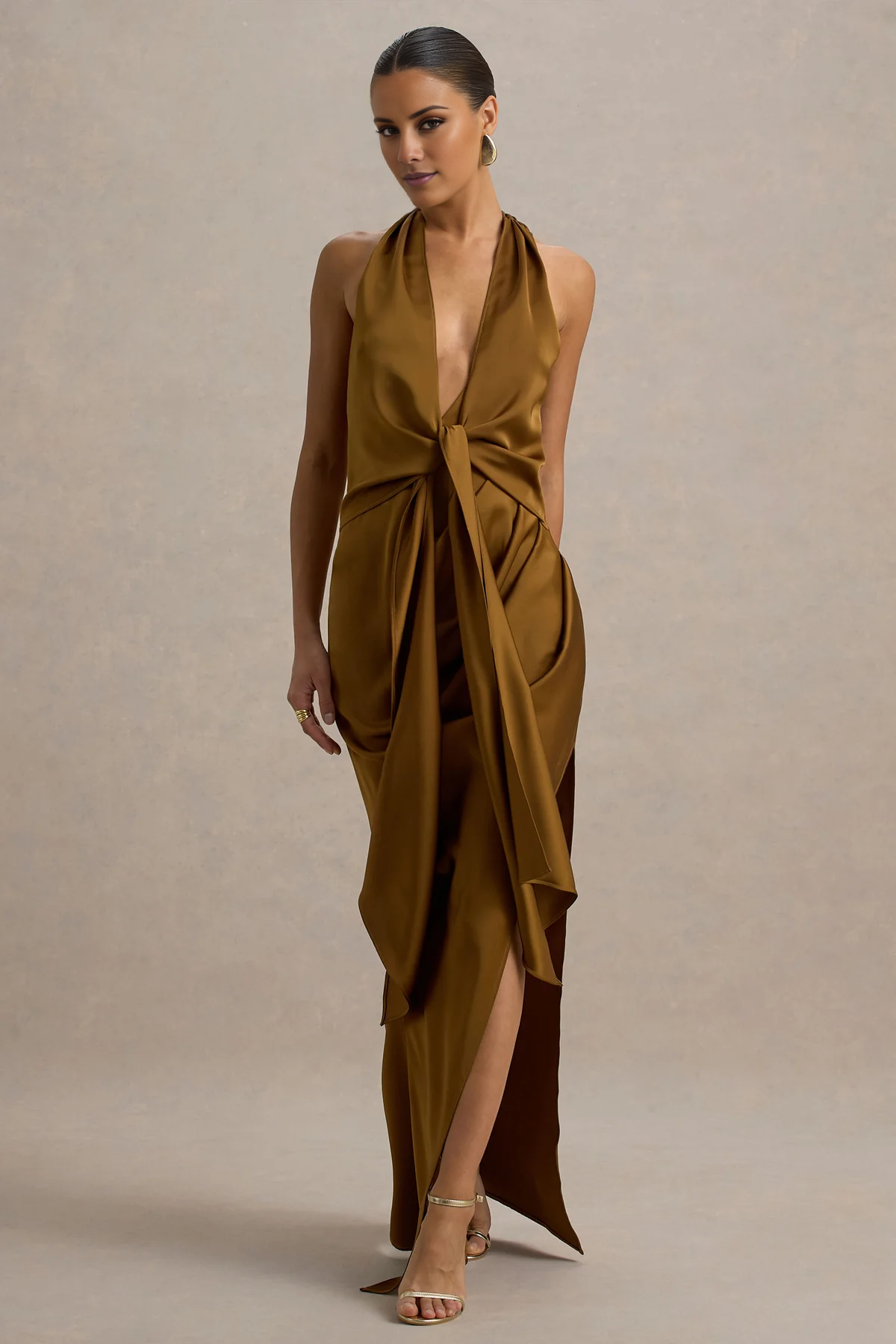 Robe de bal Yidibang à col en V, épaules dénudées, sans manches, dos nu, fente latérale et longueur au sol