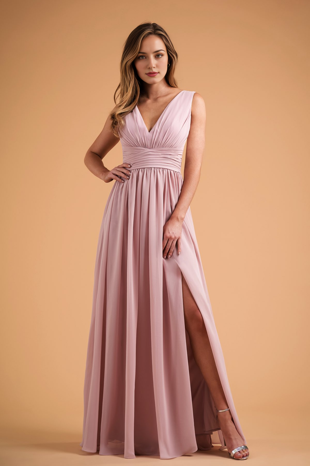 Robe de bal Yidibang à col en V, épaules dénudées, sans manches, dos nu, fente latérale et longueur au sol