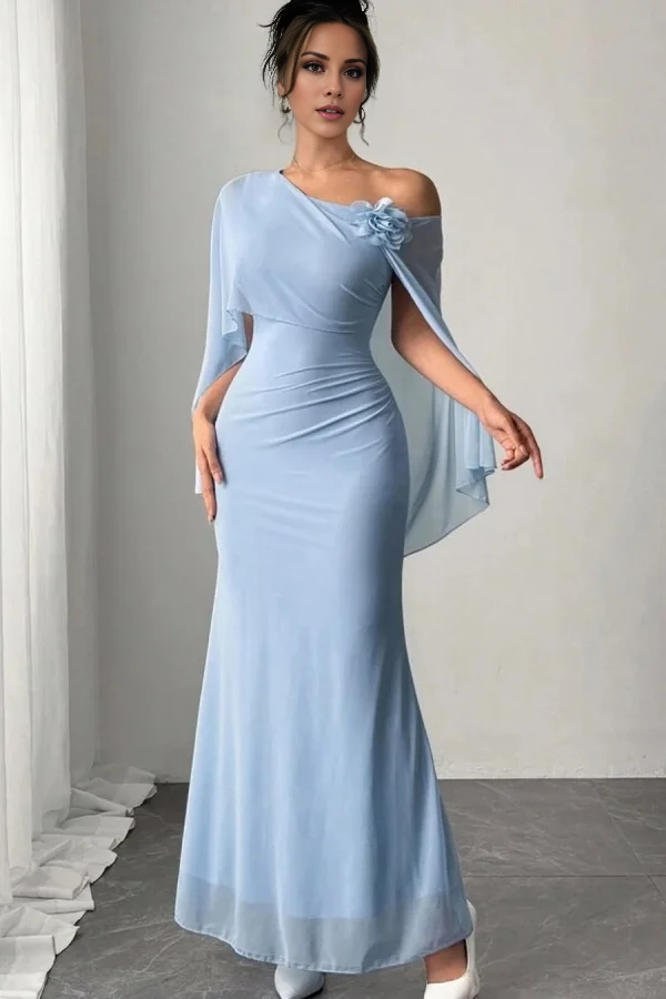 Robe de bal Yidibang asymétrique à décolleté et épaules dénudées, sans manches et longue au sol