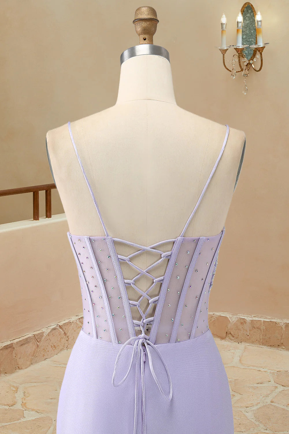 Prom Dresses Mermaid Spaghetti Straps Sain With Beading