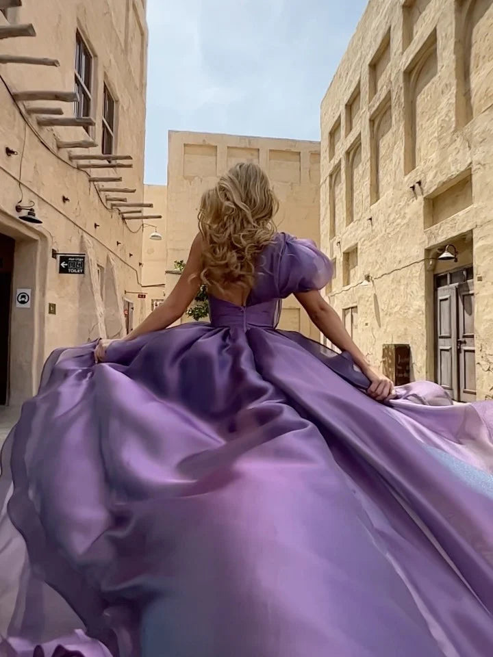 A-shaped/princess shoulder asymmetrical prom dress