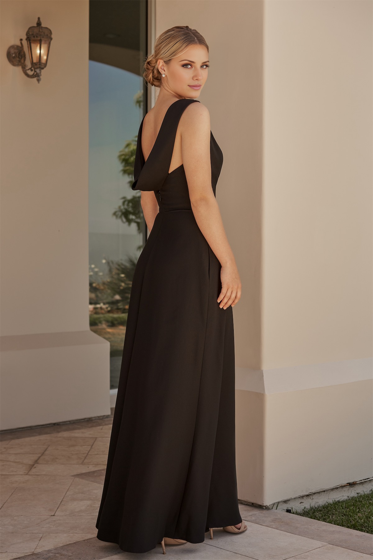 Robe de soirée longue à col Yidibang, épaules dénudées, sans manches, dos nu, fente latérale