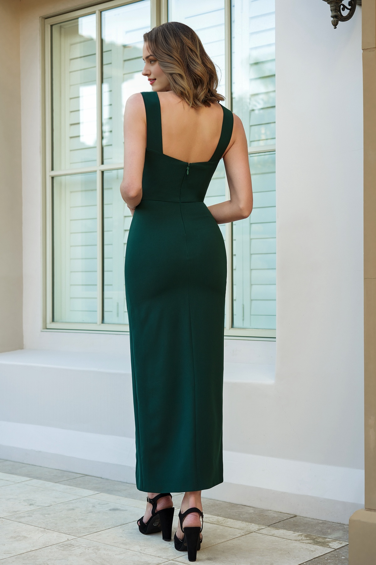 Robe de bal Yidibang à encolure carrée, épaules dénudées, sans manches, dos nu, fente latérale et longueur au sol