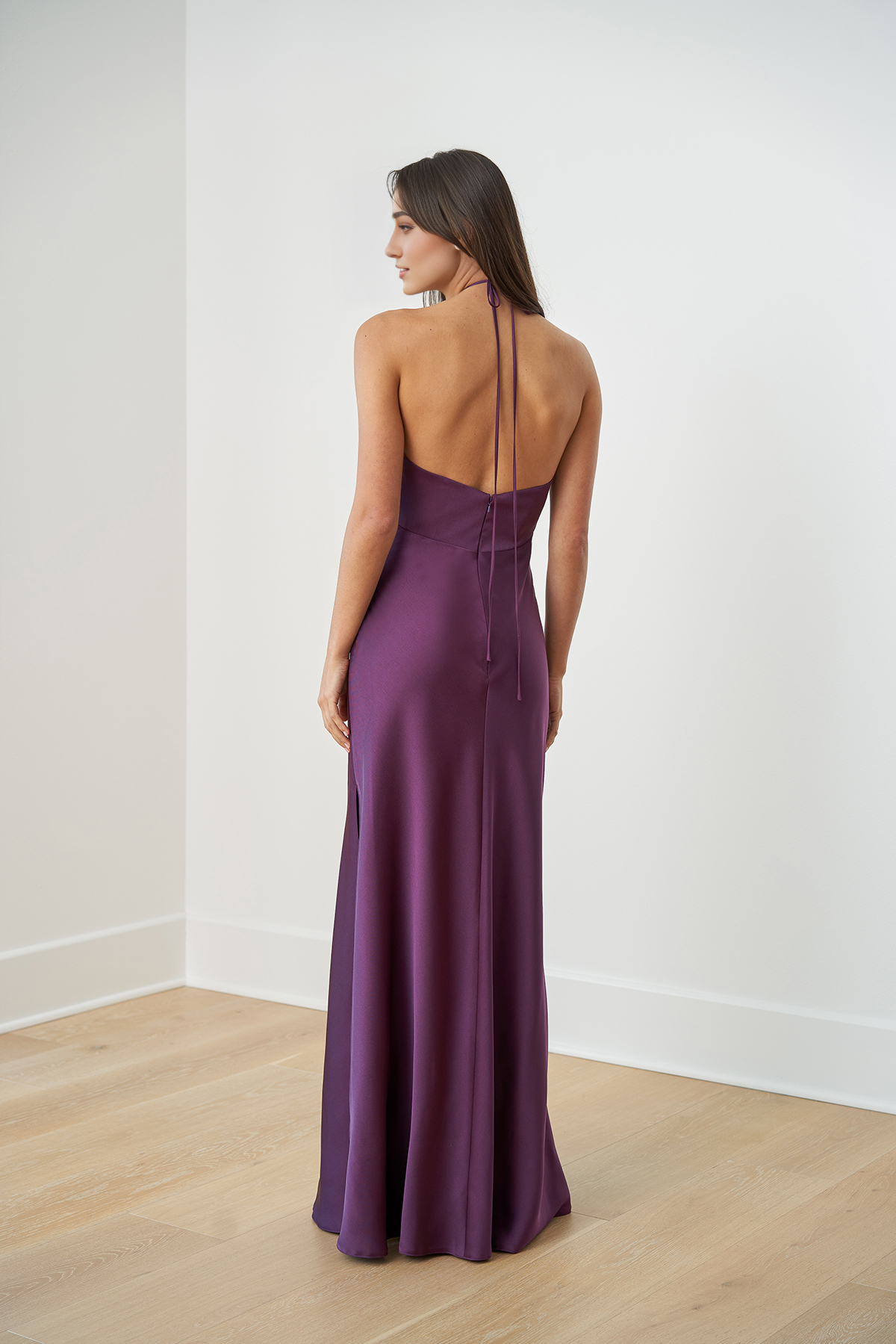 Robe de bal Yidibang à col suspendu, épaules dénudées, sans manches, fines bretelles, dos nu, fente latérale et longueur au sol