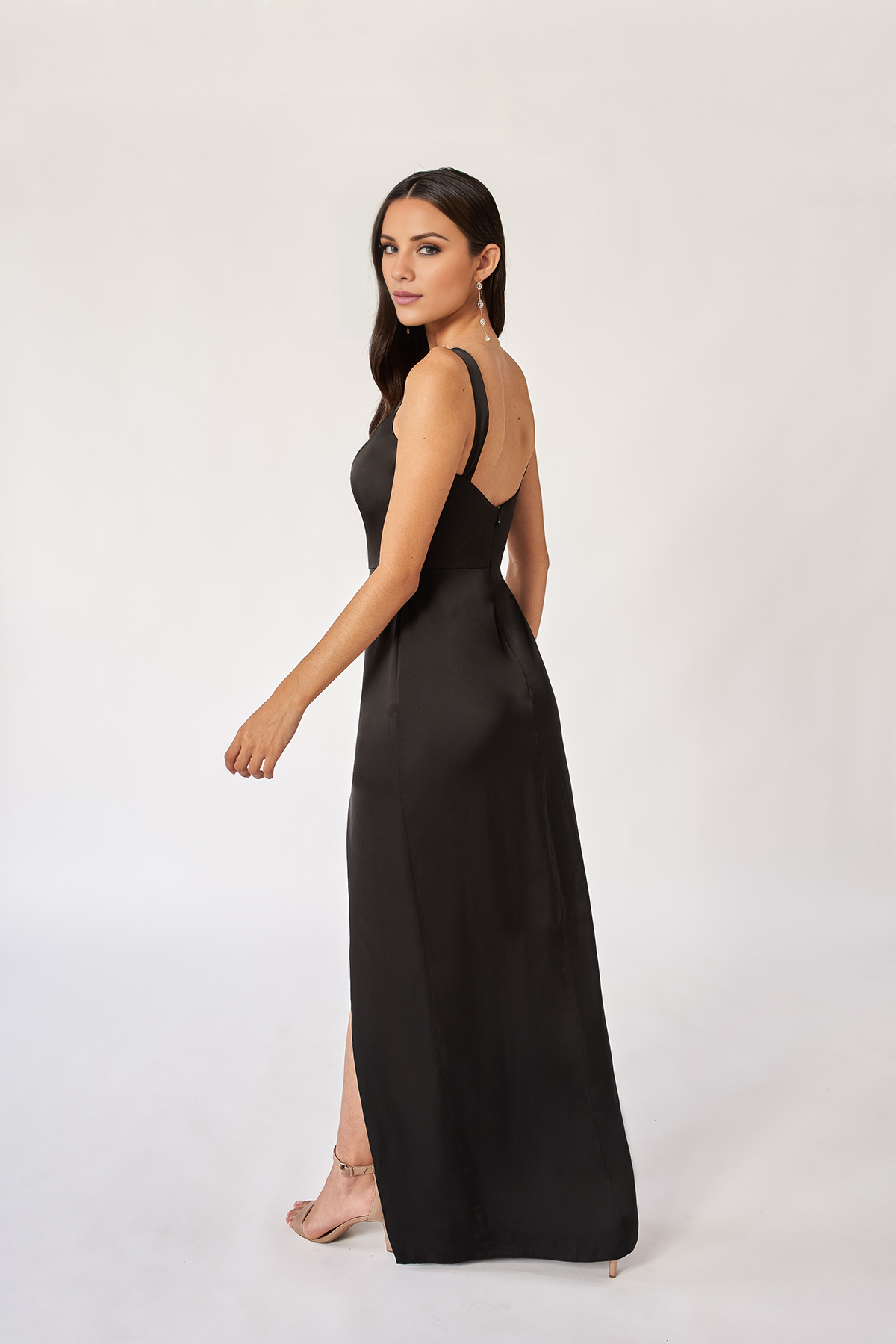 Robe de soirée Yidibang à col en V, épaules dénudées, sans manches, dos nu, fente latérale et longueur au sol