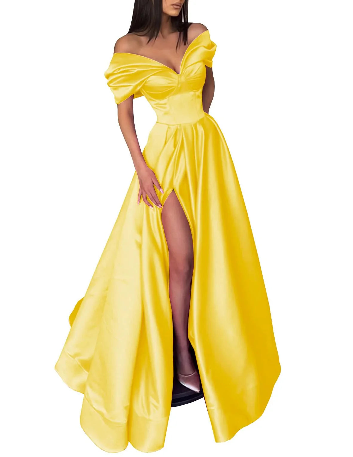 Schulterfreies Ballkleid in A-Linie/Prinzessin-Form mit Schlitz