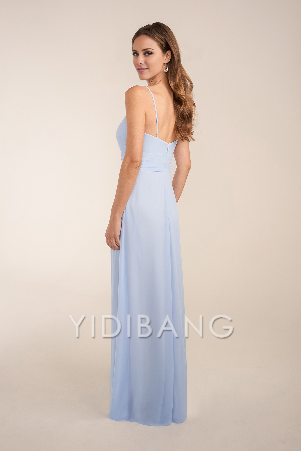 Robe trapèze en mousseline de polyester à coupe ajustée et épaules fines Yidibang