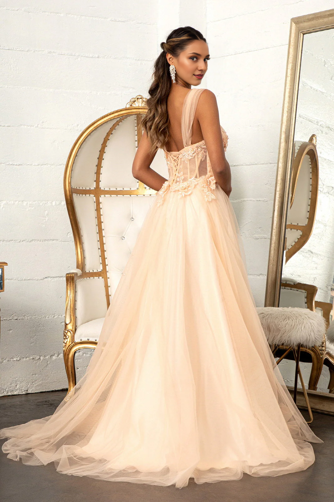 A-line slit long phantom sweetheart evening dress