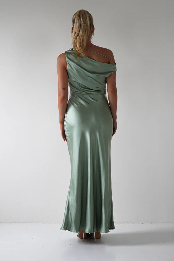 Robe de bal Yidibang asymétrique à décolleté et épaules dénudées, sans manches, dos nu et longueur au sol