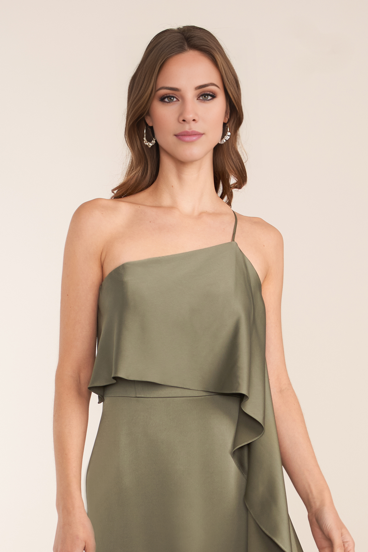 Yidibang A-Linie asymmetrischer Kragen ärmellos rückenfrei und bodenlang Abendkleid
