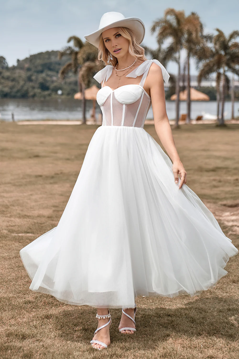 A-shaped sweetheart tight corset tea long wedding dress wedding dress