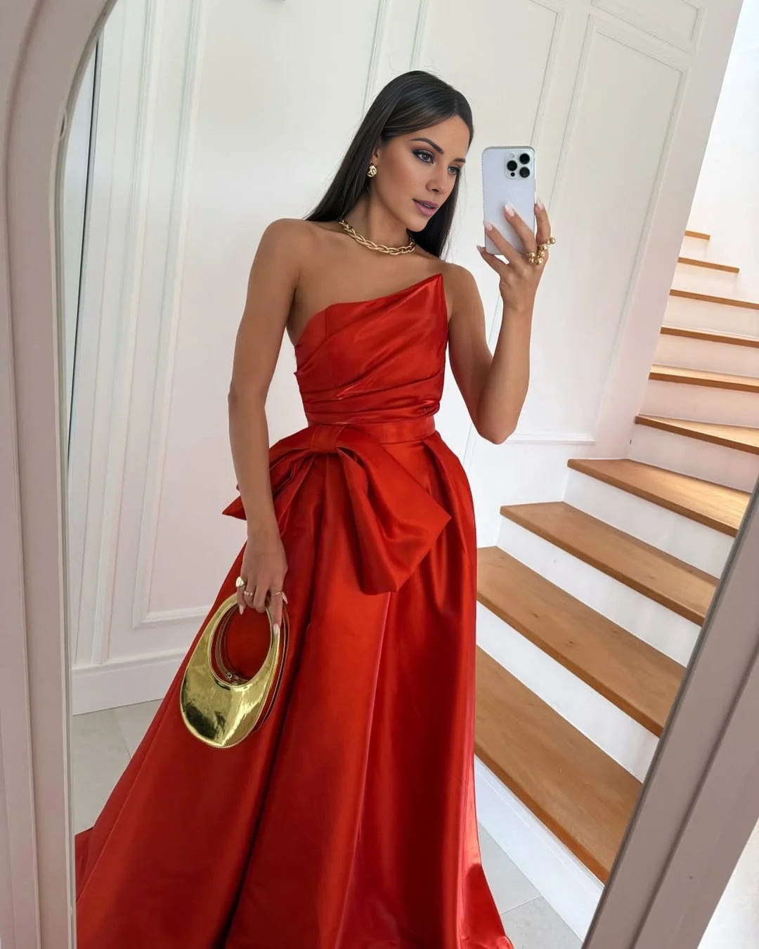 Yidibang asymmetrical collar off shoulder sleeveless backless and floor length evening dress