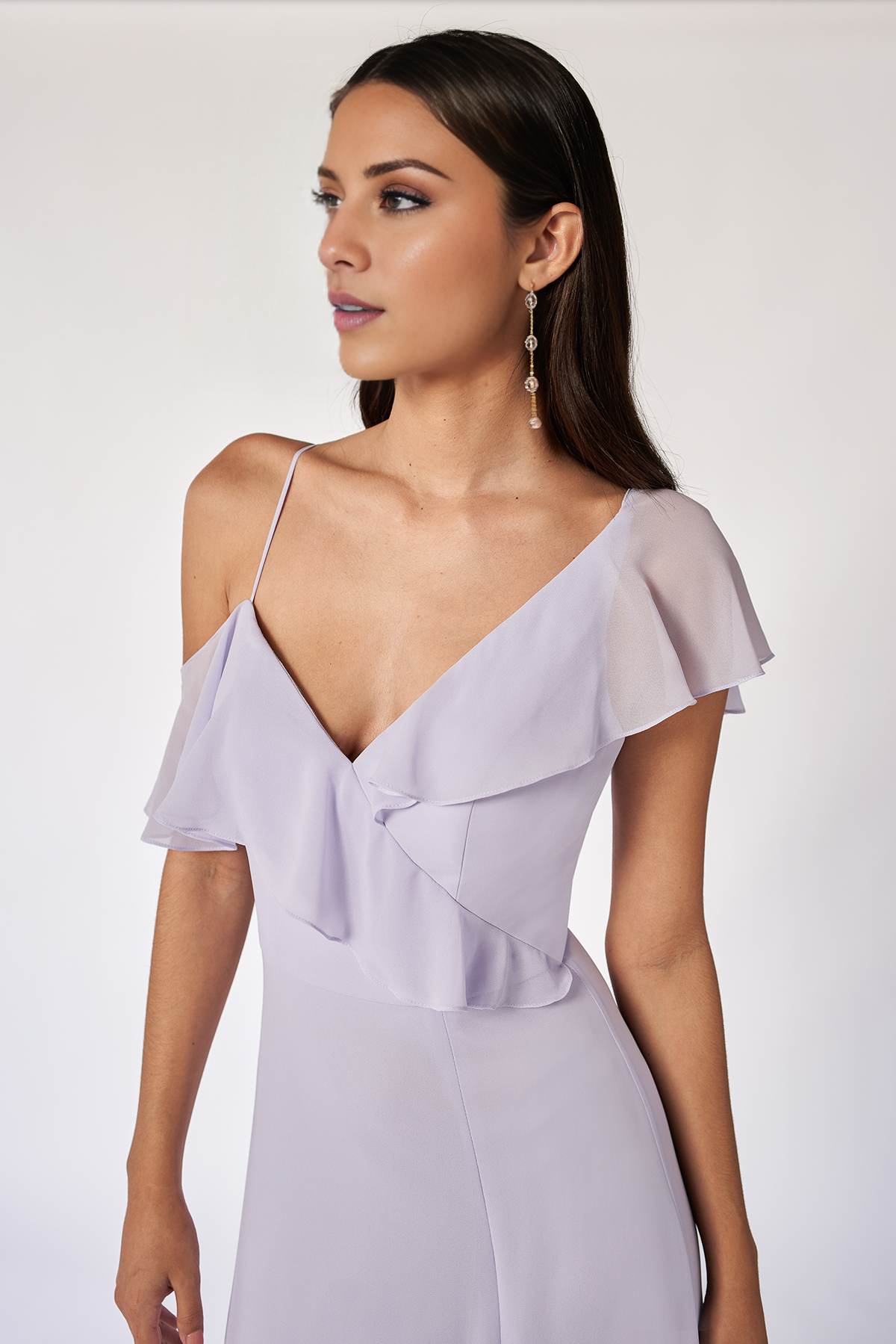 Yidibang asymmetrical collar off shoulder sleeveless backless side slit and floor length evening dress