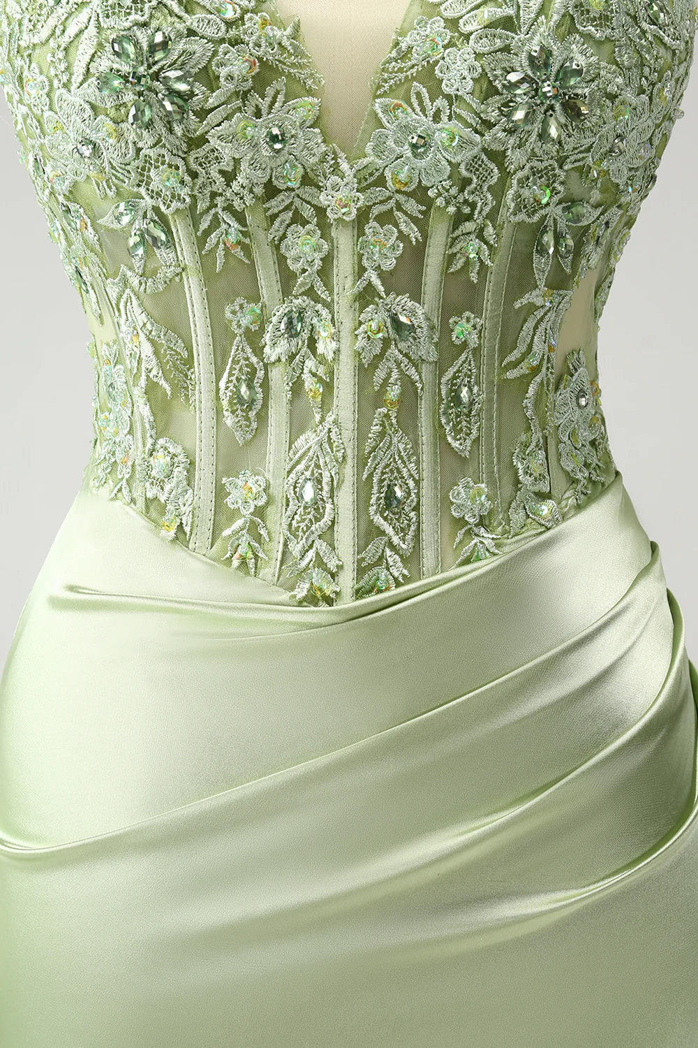 Corset vert moulant à la mode, dos croisé, corset serré, dos court, robe de retour à l'école