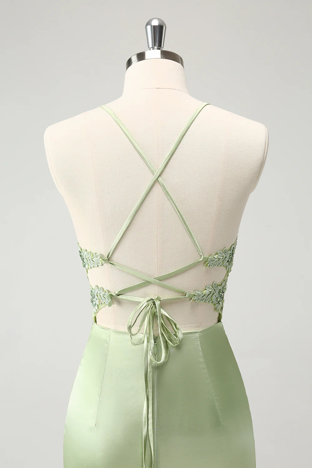 Corset vert moulant à la mode, dos croisé, corset serré, dos court, robe de retour à l'école
