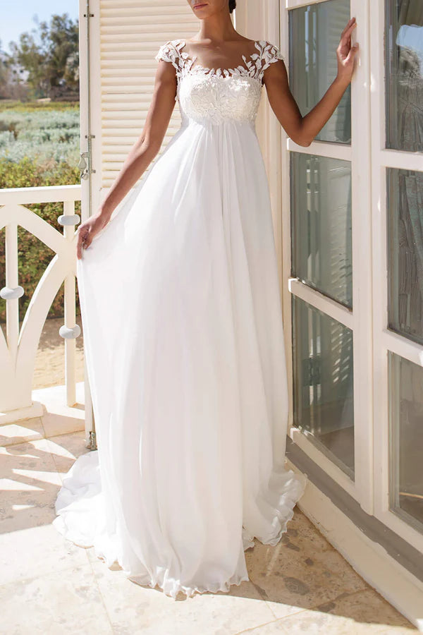 A-shaped spoon cover sleeve lace sticker beach wedding dress