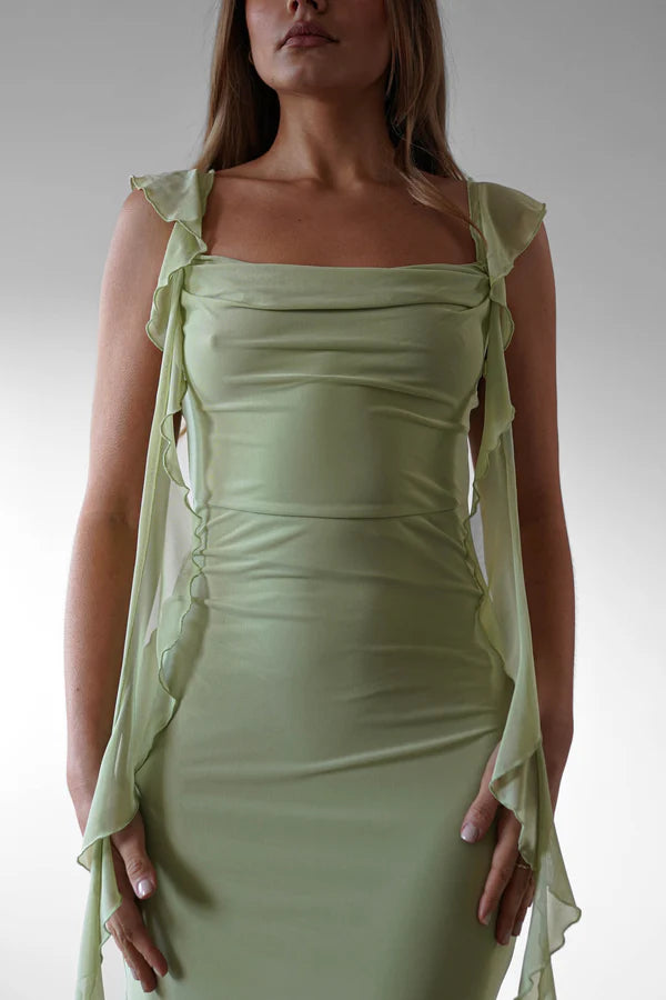 Robe de soirée Yidibang à encolure carrée, épaules dénudées, sans manches, dos nu et longueur au sol