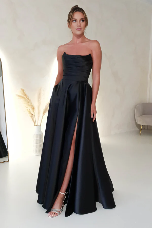 Robe de soirée Yidibang à épaules dénudées, sans manches, dos nu, fente latérale et longueur au sol