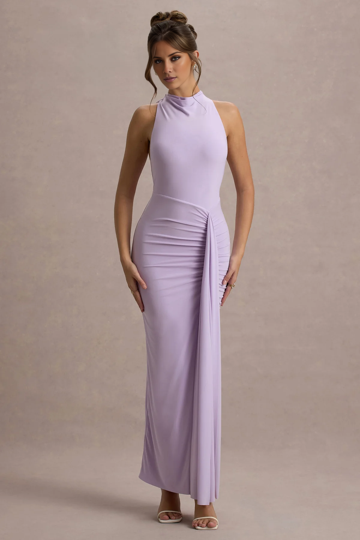 Robe de bal Yidibang à col suspendu, épaules dénudées, sans manches, dos nu, fente latérale et longueur au sol