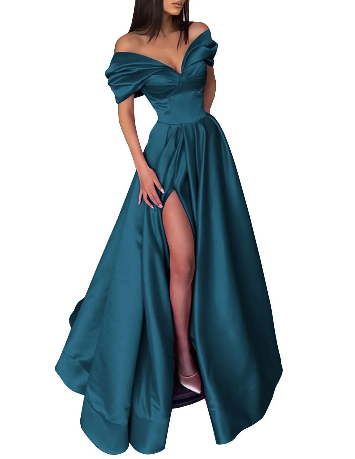 Schulterfreies Ballkleid in A-Linie/Prinzessin-Form mit Schlitz