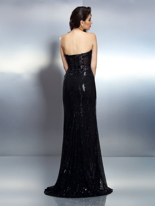 Trumpet/Mermaid Sweetheart Applique Sleeveless Long Lace Dresses
