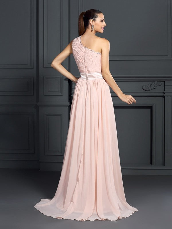 Robe longue en mousseline de soie, coupe trapèze/princesse, asymétrique, à volants, sans manches