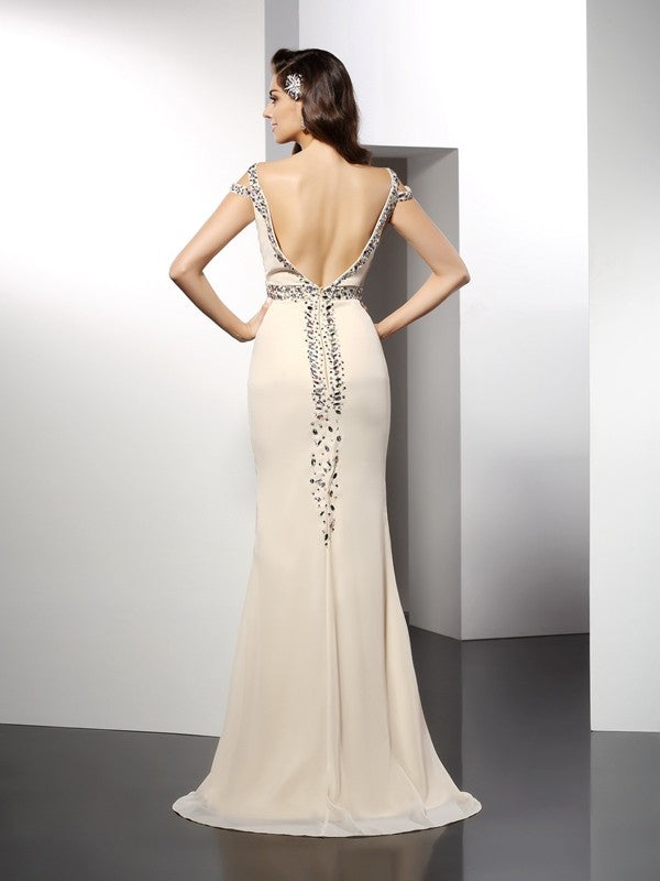 Trumpet/Mermaid Sweetheart Sleeveless Long Chiffon Dresses