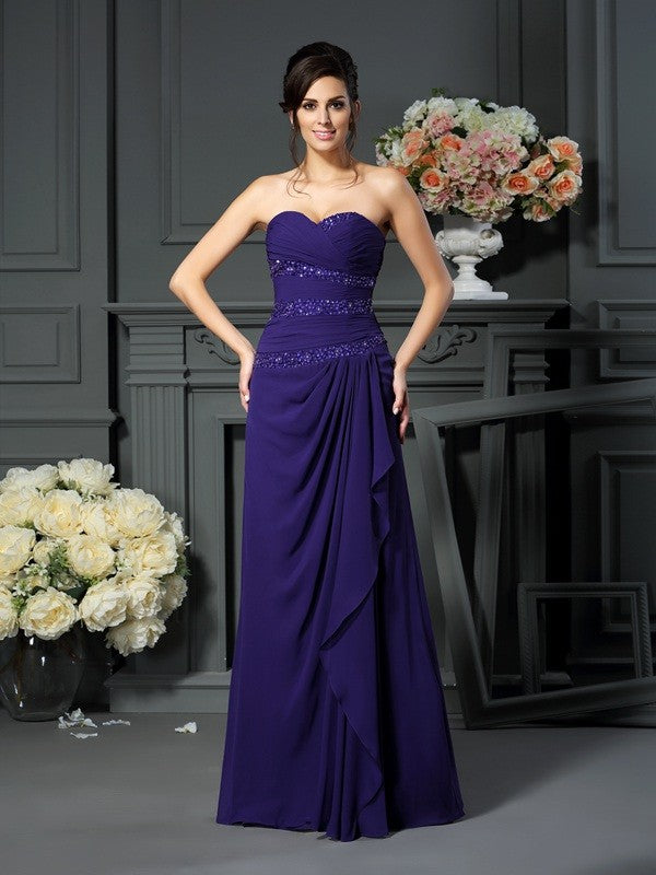 A-Line/Princess Sweetheart Beading Sleeveless Long Chiffon Mother of the Bride Dresses