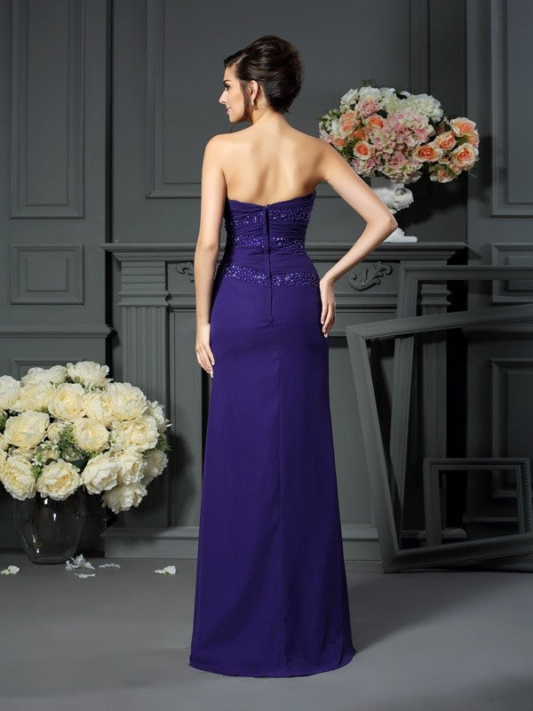 A-Line/Princess Sweetheart Beading Sleeveless Long Chiffon Mother of the Bride Dresses