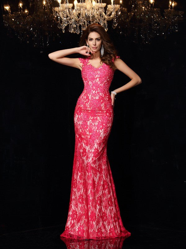 Robe fourreau/colonne en satin tissé, col en V, sans manches, en dentelle