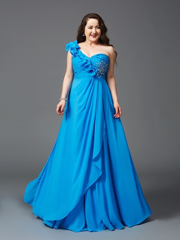 Robe trapèze/princesse asymétrique en mousseline de soie, sans manches, avec strass, grande taille