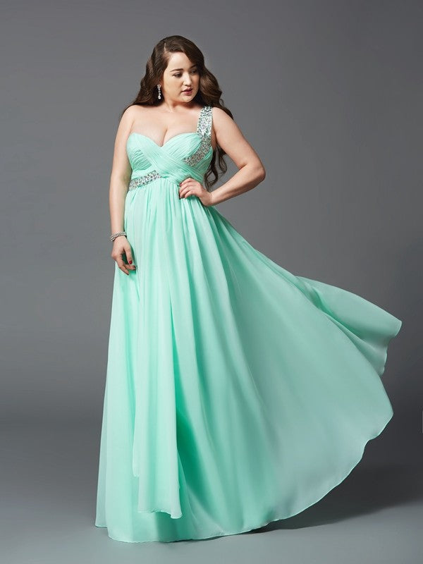Robe trapèze/princesse asymétrique en mousseline de soie, sans manches, avec strass, grande taille