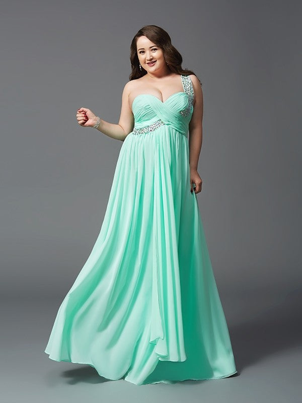 Robe trapèze/princesse asymétrique en mousseline de soie, sans manches, avec strass, grande taille