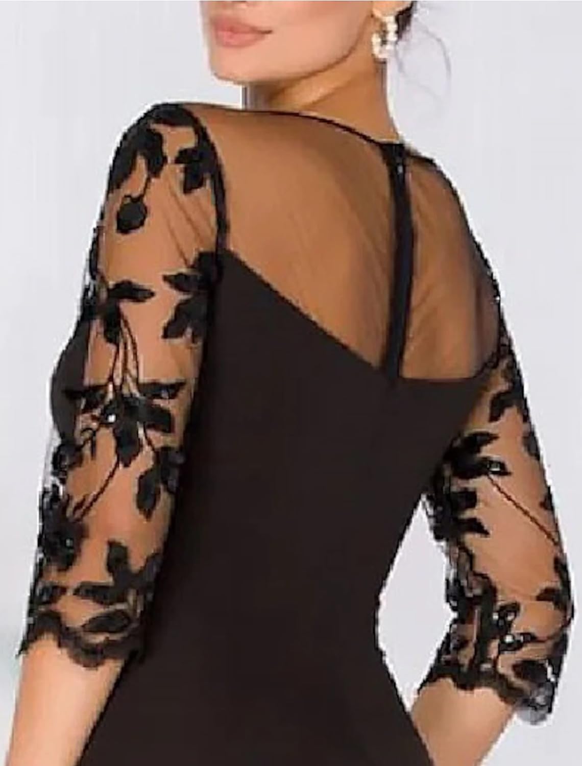 A-Linie elegantes Hochzeitsgastkleid Palastschleppe Schmuckkragen 3/4 Ärmel Abendkleid mit Perlenbesetztem Schlitzaufkleber 2024
